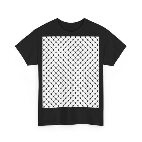 Keffiyeh Pattern Heavy Cotton Tee - Modern Mesh Design Streetwear T-Shirt